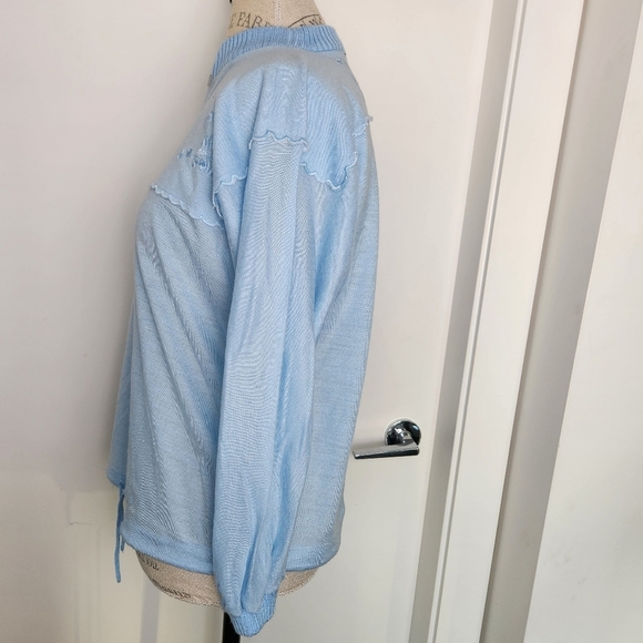 90s Pastel Blue Embroidered Jumper - Picture 2 of 13